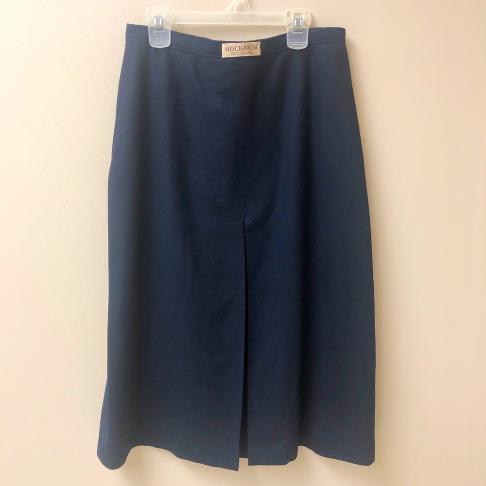 Vintage Womens 100% Wool Skirt Size 12 Midi Navy Lined USA "Deadstock" USA NWT